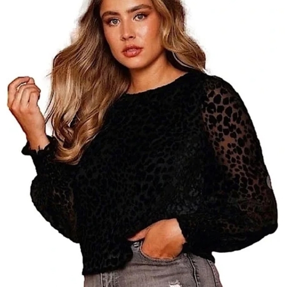Eclair Tops - NWT. Eclair Elegant Black Leopard Print Women's Blouse